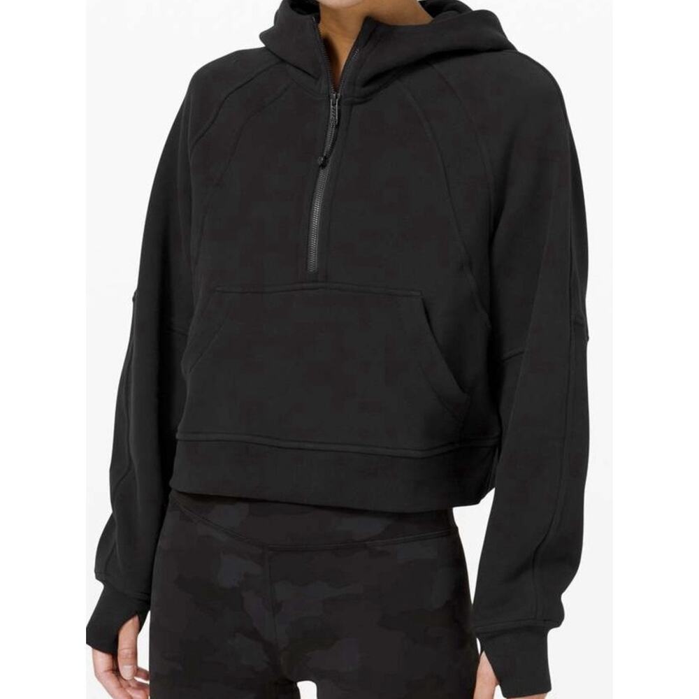 Lululemon Scuba Oversized Half Zip Hoodie Womens XS/S Black Athleisure Travel‎